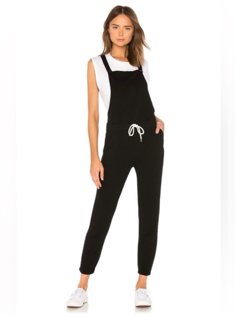 Monrow Mommy Supersoft Tank Jumpsuit Black Womens S